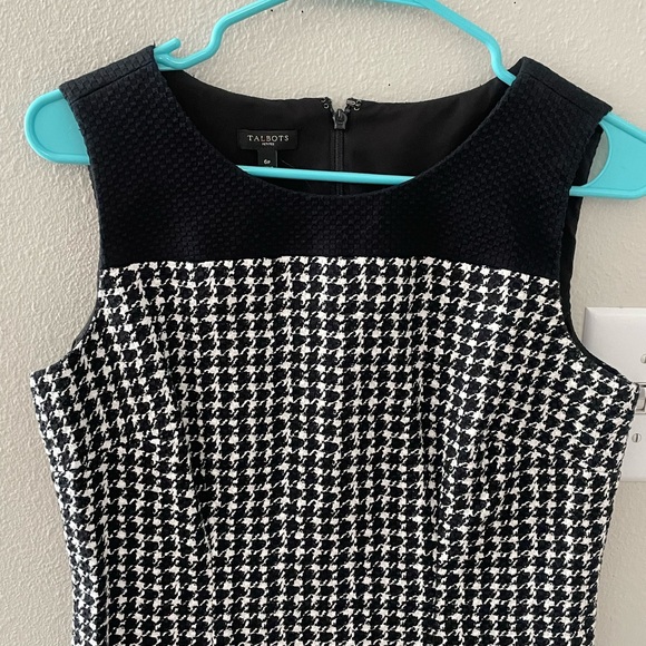 Talbots black and white checkered fitted zipper back dress. Beautiful! - Picture 2 of 3